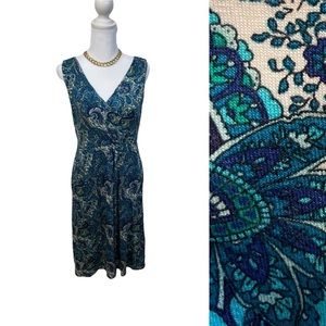 Teal Paisley Summer Sleeveless Dress